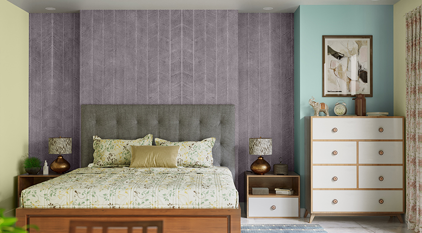 Modern-Bedroom-with-Lilac-wall