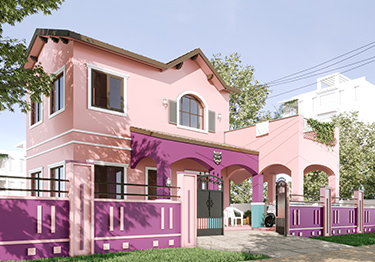 Modern Pink Exterior Home Design Idea