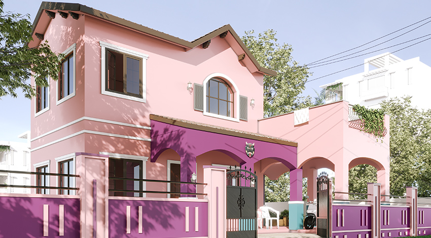 Modern-Pink-Exterior-Home-Design-Idea