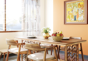 Orange-Dining-Room-Design-with-Open-Window-Treatment-m