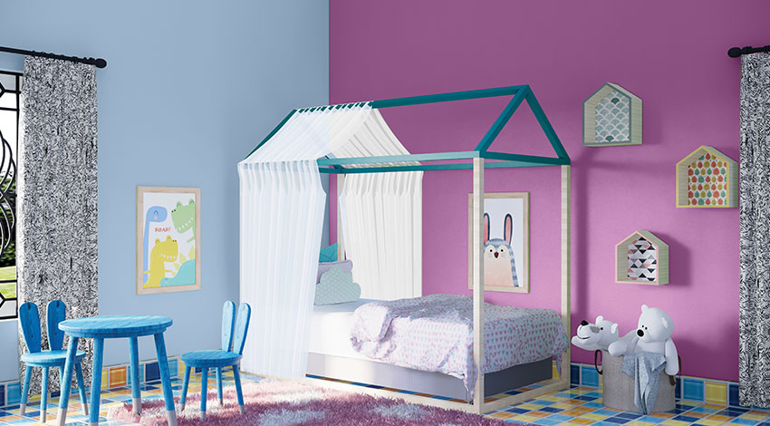 Purple and Blue Kid s Room