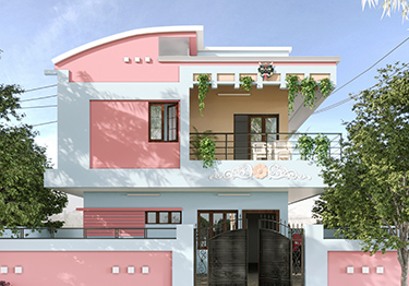 Rose Pink Exterior Home Design Idea 