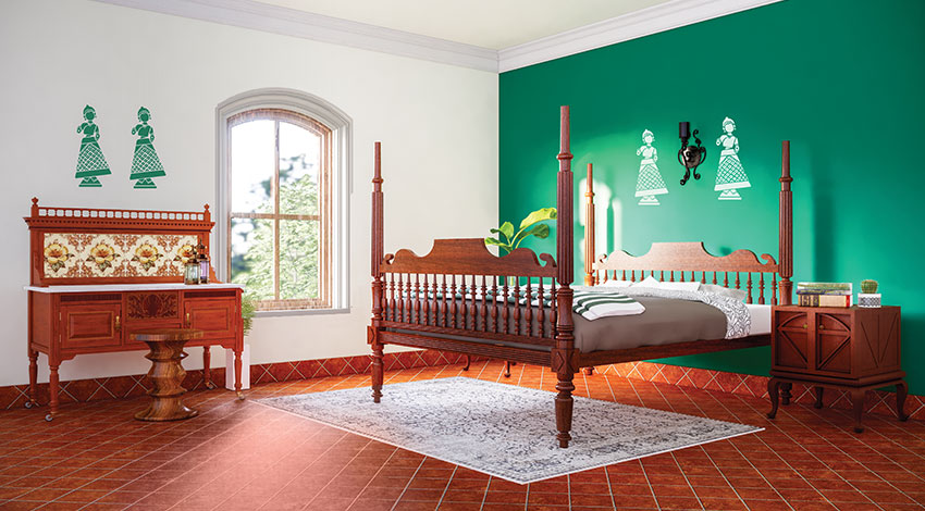 Rustic-Green-and-Brown-Bedroom-Design