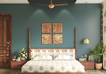 Beige Master Bedroom with Rustic Furniture