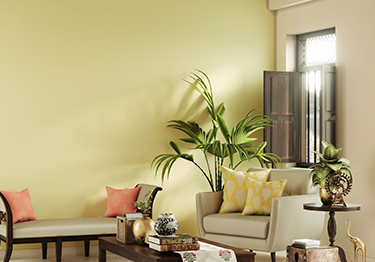 Simple Pale Yellow Living Room
