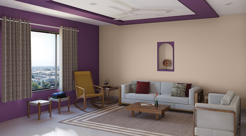 Ious Living Room With Purple Walls