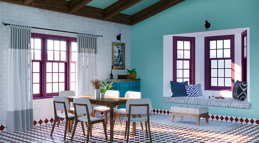 Stylish-Dining-Area-with-Mint-Walls