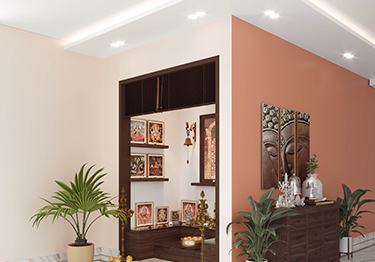 Traditional Brown Pooja Room Design Idea