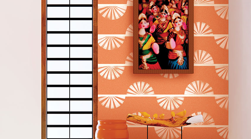 Traditional-Hallway-Design-with-Orange-Accent-Wall