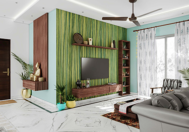 Tropical Green Living Room Design
