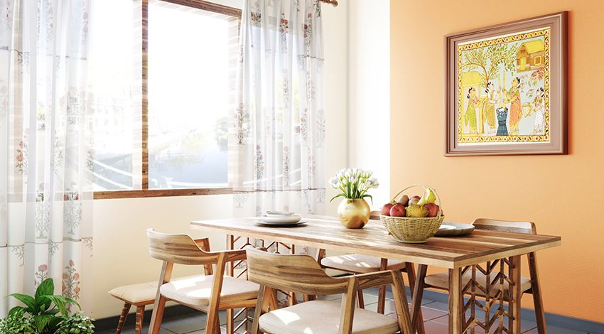 Yellow-Dining-Room-with-an-Open-Window-Treatment