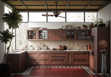 Cream and Wooden Kitchen Design