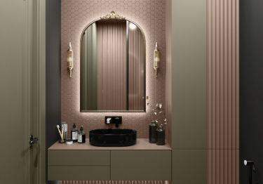 Textured Walls with Black Sink