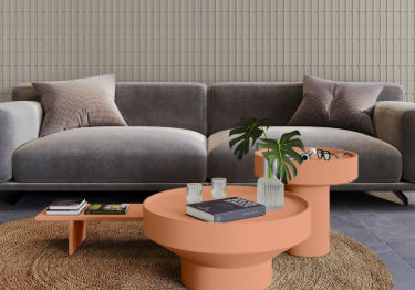 Gray Sofa with Peach Table