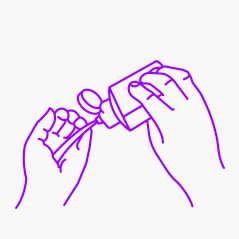 Illustrated image of APPLY ON DRY, CUPPED PALM