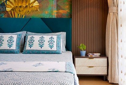 Blue and White Modern Bed Designs - Asian Paints