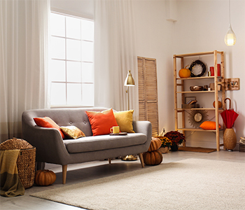 Orange and White Sofa Set - Asian Paints