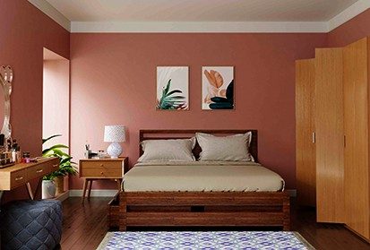 Peach Floral Theme Bedroom Design - Asian Paints