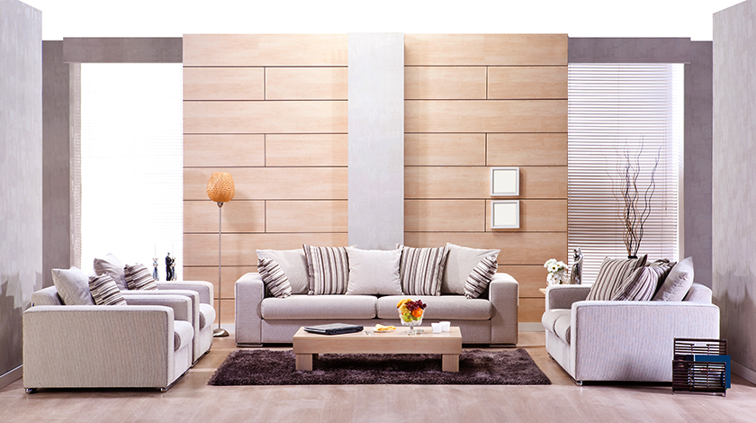 A Neutrak Living Room with Sectional Sofa - Asian Paints