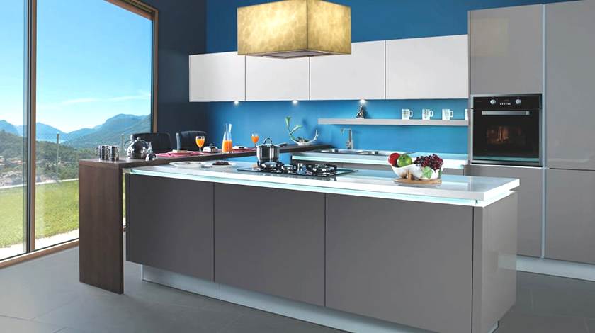 White and Blue Kitchen Top - Asian Paints