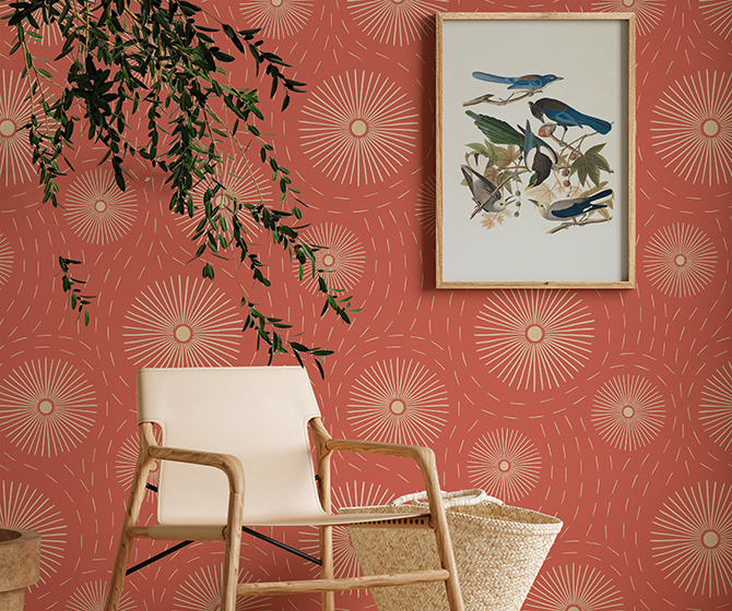 Mock up frame in home interior background, beige room with minimal decor