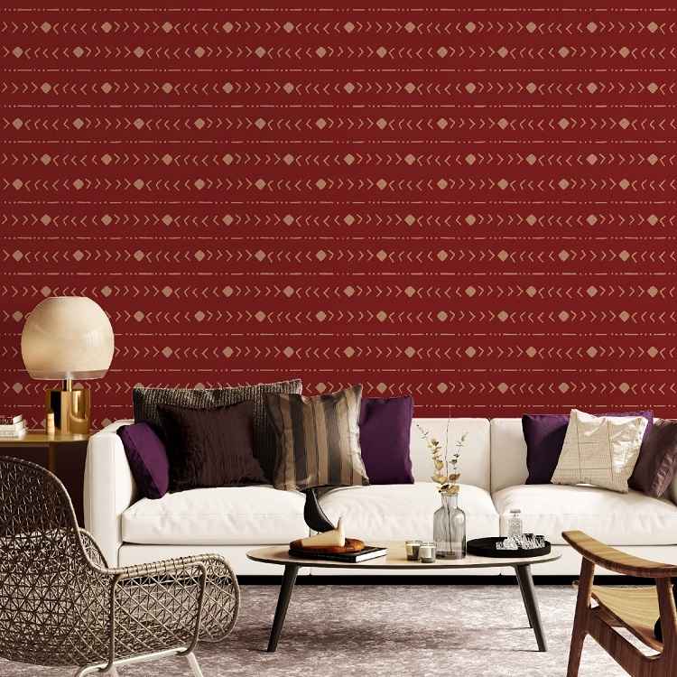 35 Removable Wallpapers That Look Like the Real Thing But Cost Half As Much   Red and white wallpaper Wallpaper accent wall Temporary wallpaper