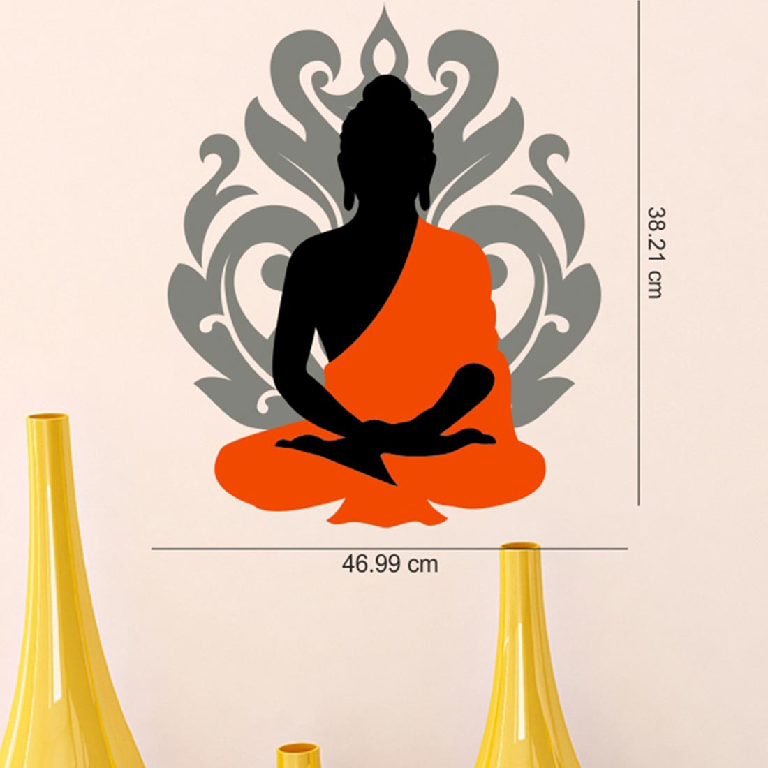 Orange Buddha Sitting - Wall Stickers & Decals by Asian Paints