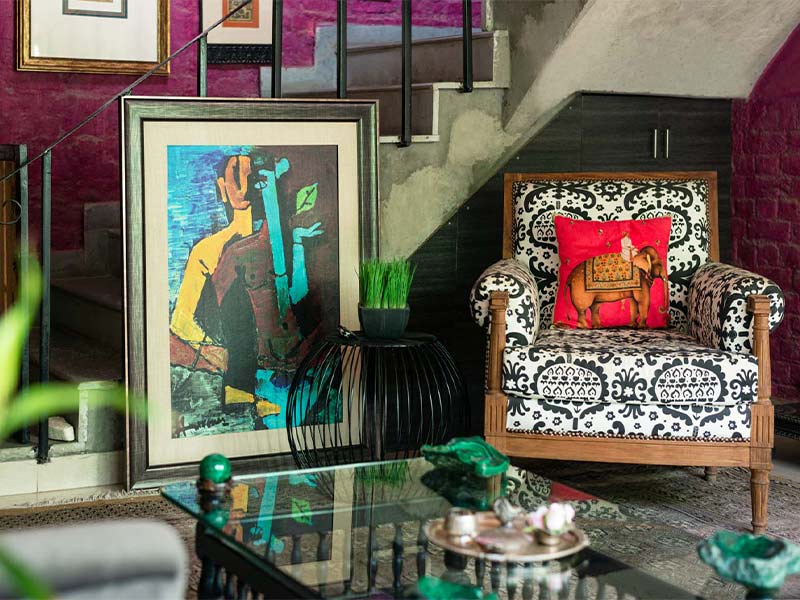 Concrete staircase with sofa chair - Beautiful Homes