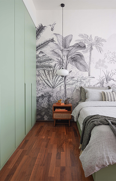 Bedroom design with pastel green wardrobe - Beautiful Homes