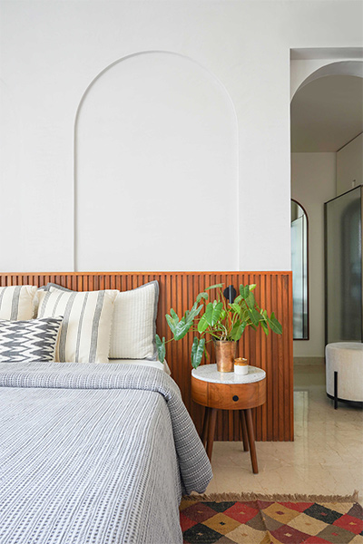 Wooden headboard with side table - Beautiful Homes