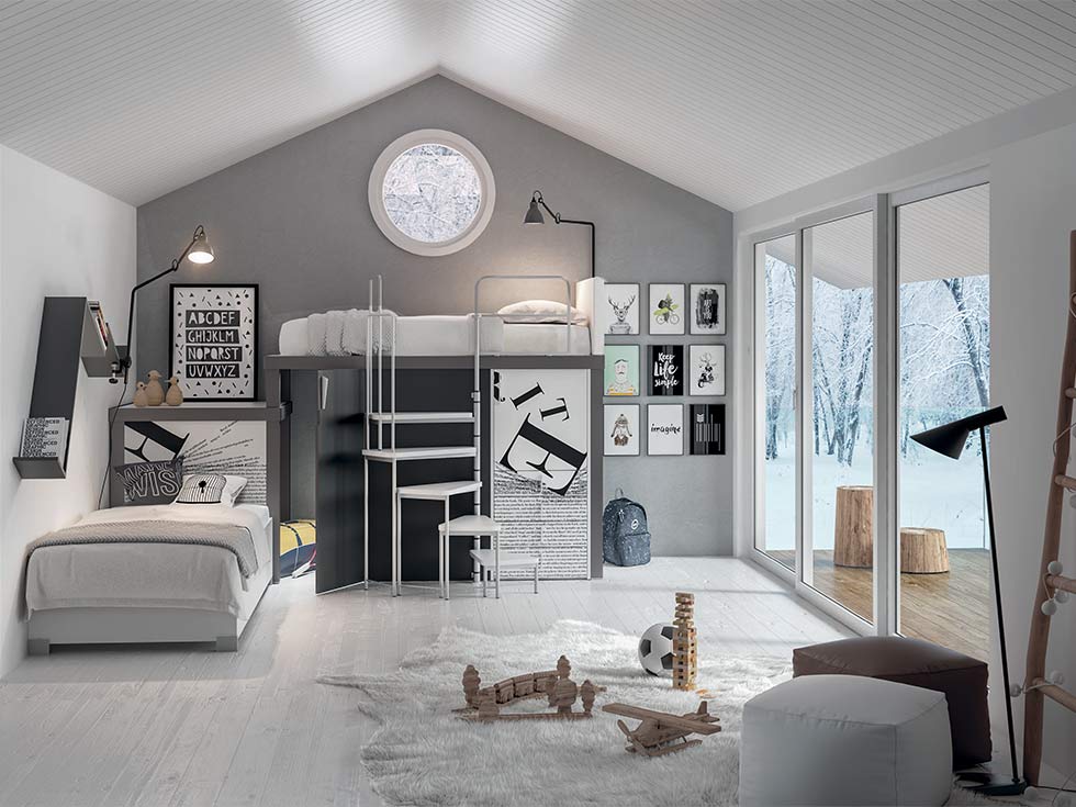 Trundle bedroom design with a black & white theme - Beautiful Homes