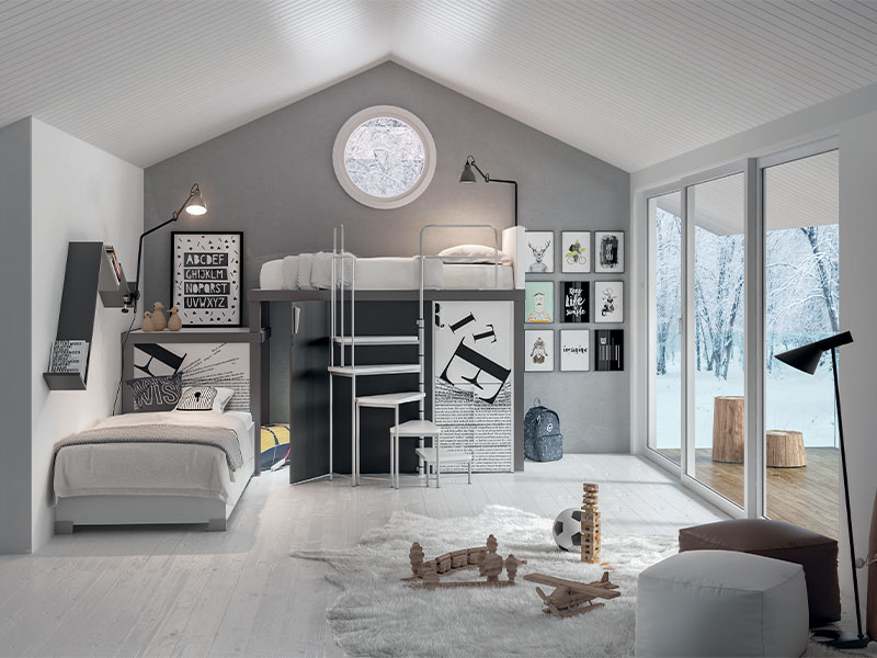 Trundle bedroom design with a black & white theme - Beautiful Homes