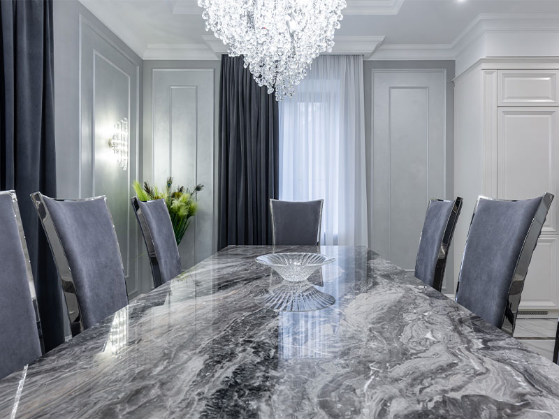 Modern grey marble top dining table - Beautiful Homes