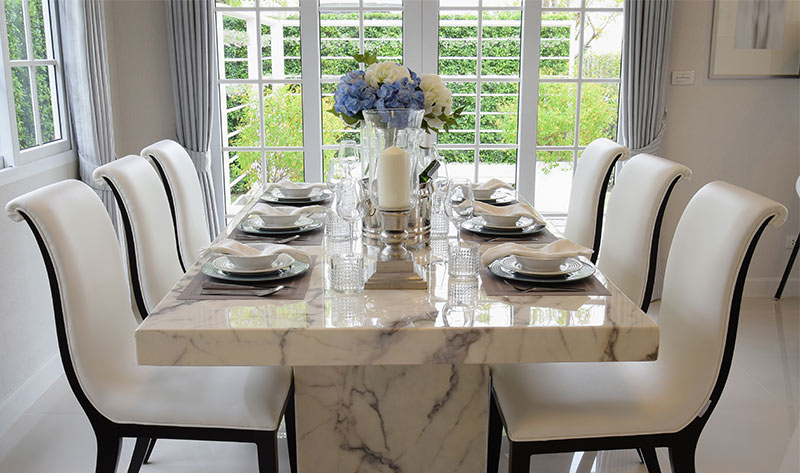 Modern rectangular thick marble dining table - Beautiful Homes