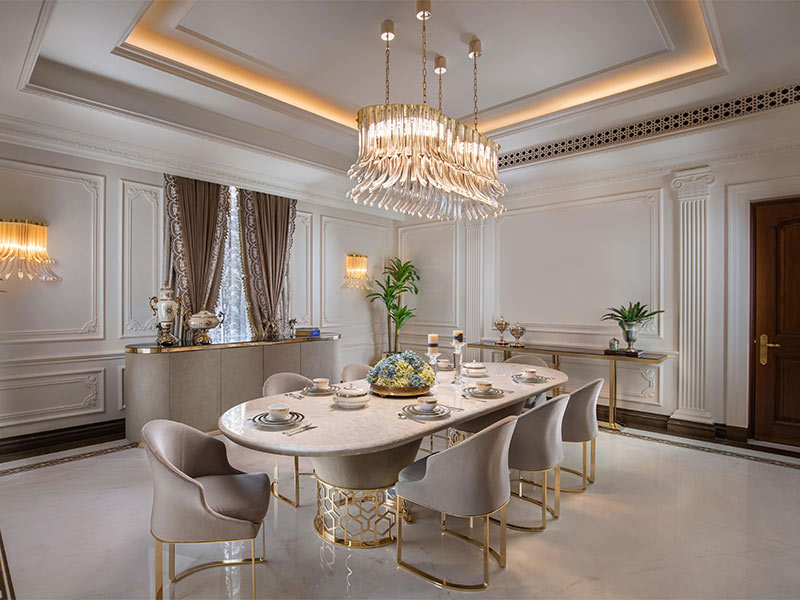 Six seater dining table for glamorous dining room - Beautiful Homes