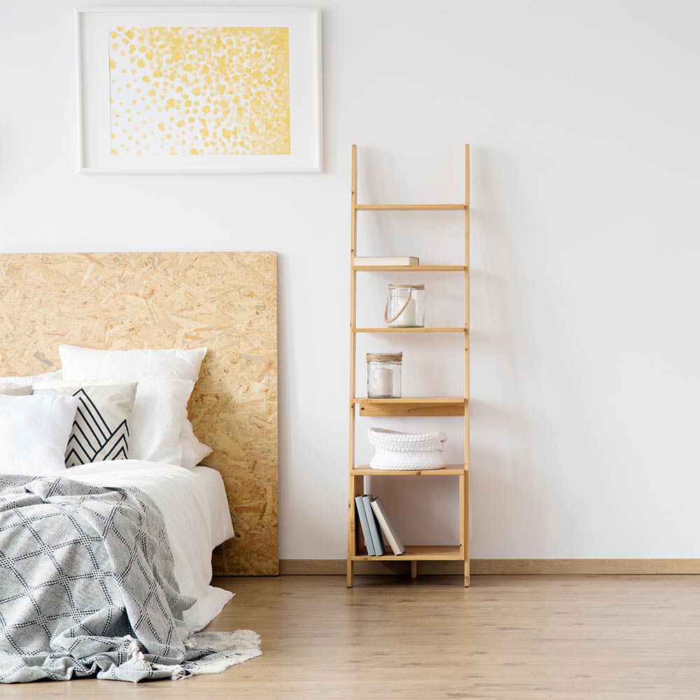 Use open book shelves, narrow shelves as nightstands for your bedroom décor - Beautiful Homes