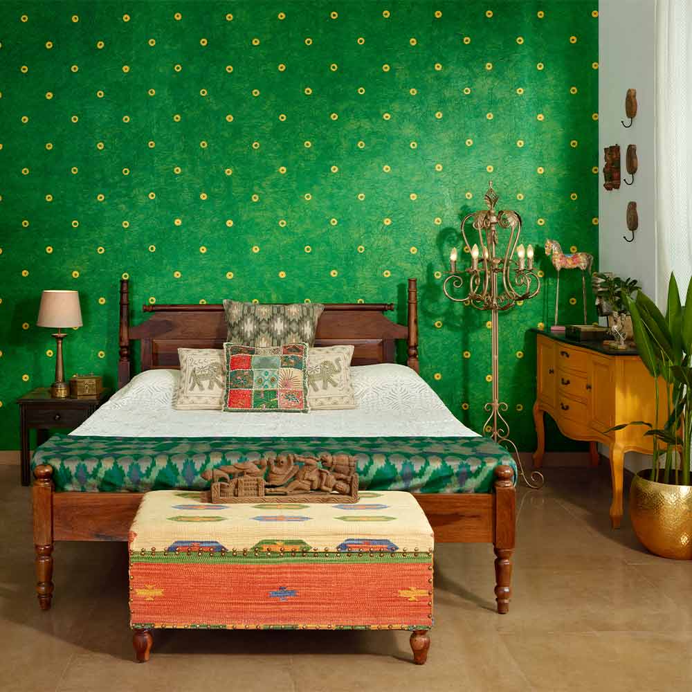 Green accent wall for bedroom with traditional interiors - Beautiful Homes