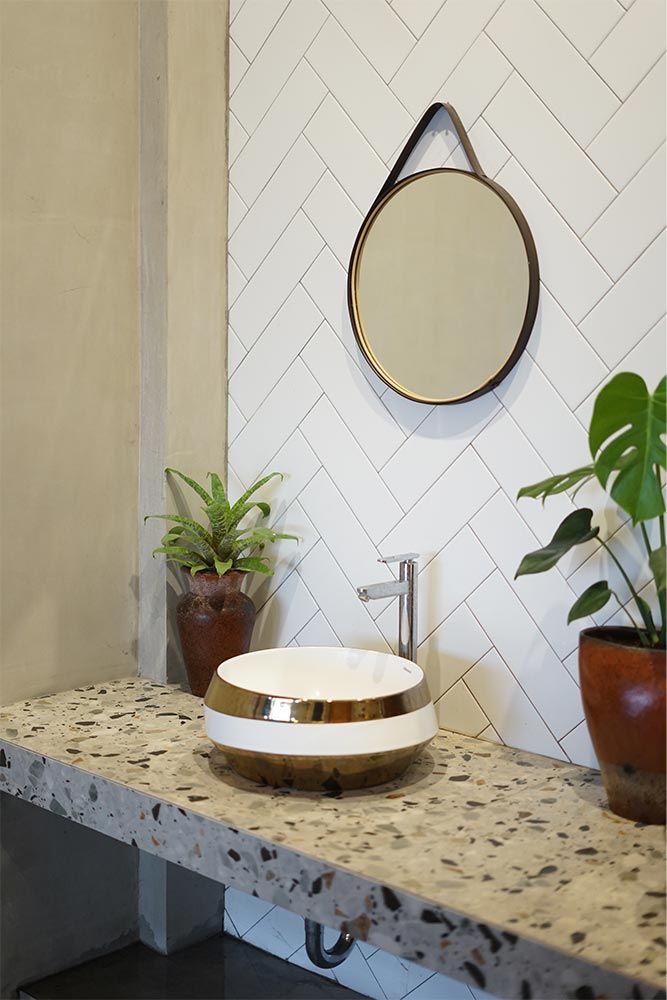 Terrazzo countertop for bathroom vanity design - Beautiful Homes