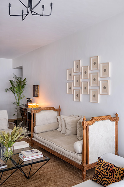Beige diwan with throw pillows & long cushions - Beautiful Homes
