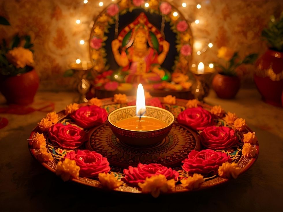 Simple aarti thali navratri decoration - Beautiful Homes