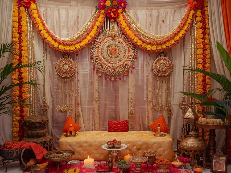 Simple background navratri decoration - Beautiful Homes