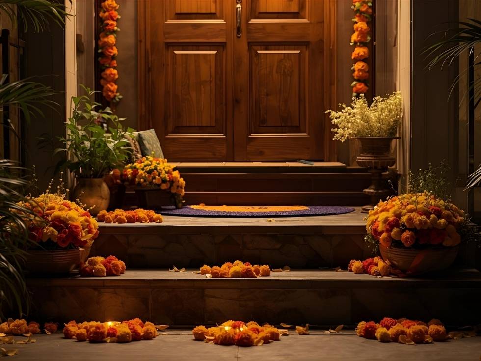 Simple flower navratri decoration - Beautiful Homes