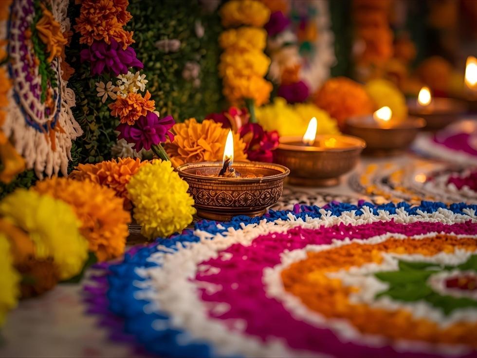 Simple rangoli for navratri decoration - Beautiful Homes