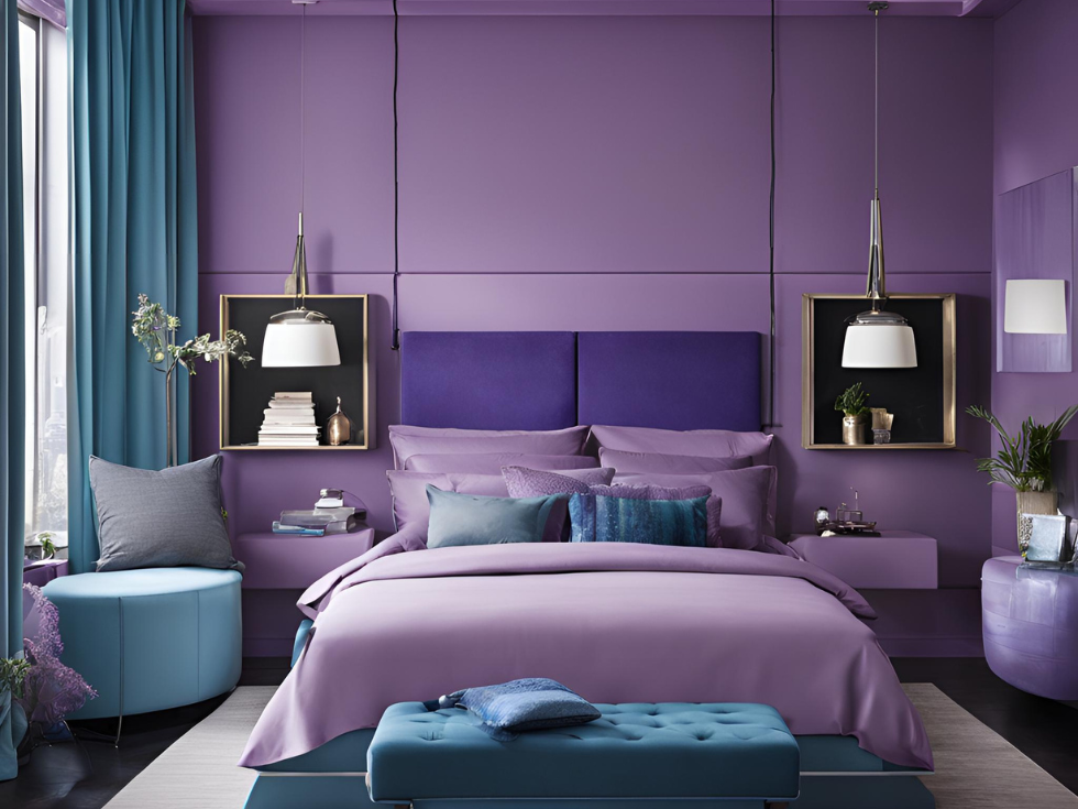 Purple And Blue Combination For Bedroom - Beautiful Homes