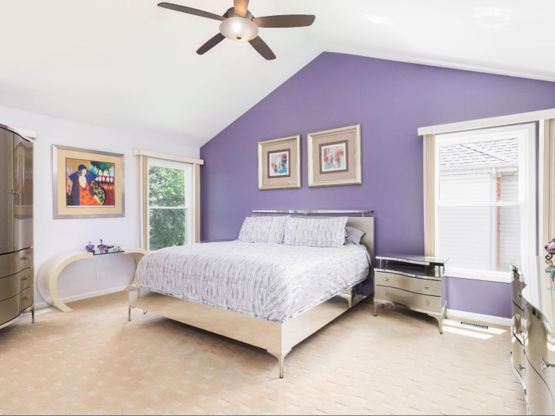 Purple Two Colour Combinations For Bedroom Walls | Beautiful Homes