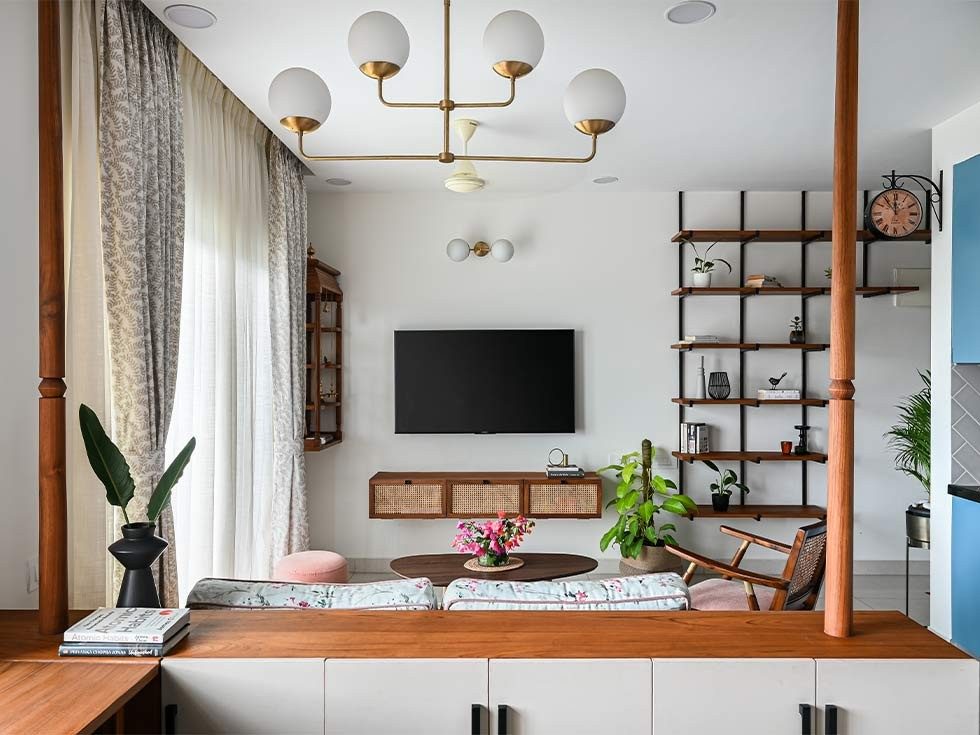 Divide your open living room & dining room using wooden pillars - Beautiful Homes