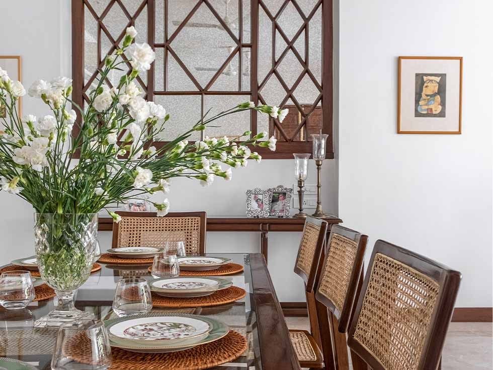 Dining room design with glass top table - Beautiful Homes