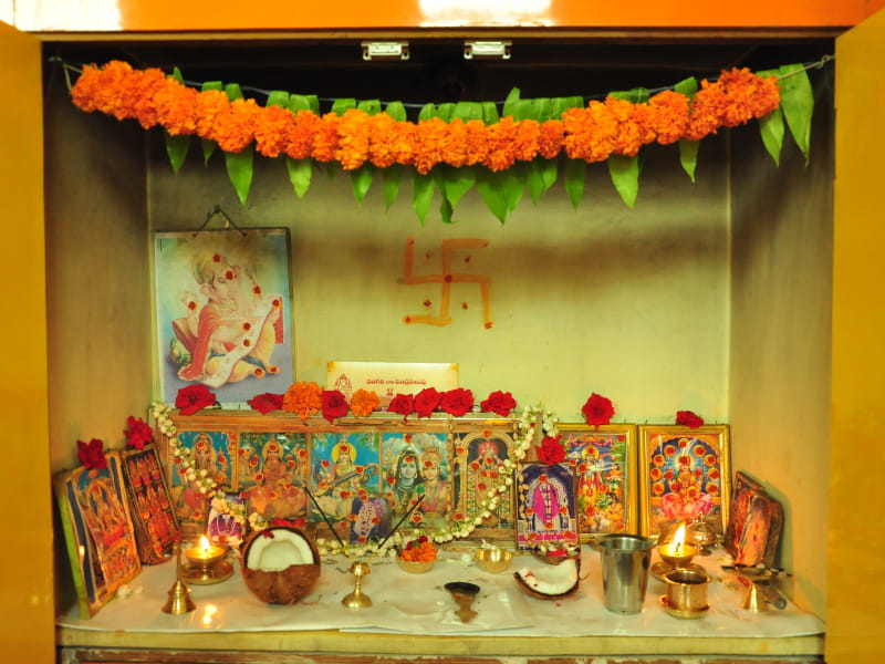 Flower mandir decoration for Diwali - Beautiful Homes