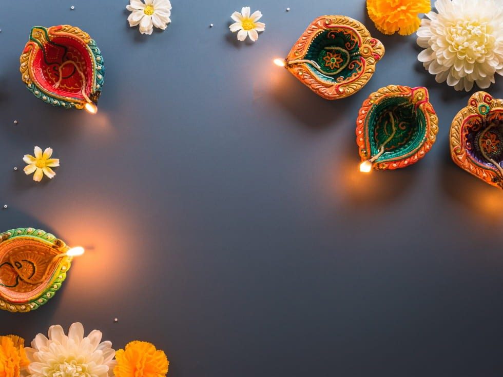 Painted diyas for the pooja room diwali decoration - Beautiful Homes