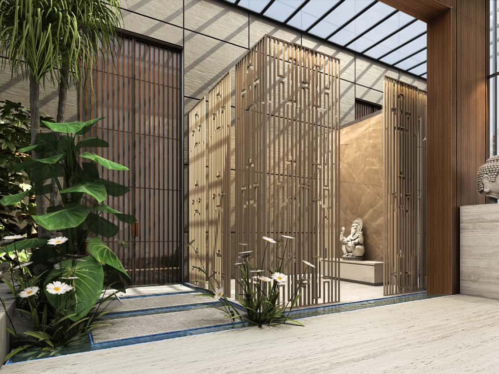 MDF jali design for mandir design at door entrance - Beautiful Homes